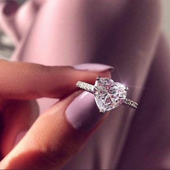 NEW 925 Sterling Silver Diamond Heart Ring - Picture 3 of 5